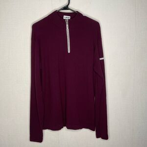Peter Millar Sweater Mens Large Burgundy Warmth Element Merino‎ Mock 1/4 Zip